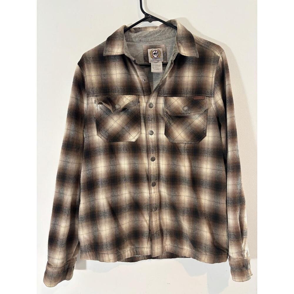 Cinch Men’s Small Plaid Long Sleeve Snap Button Down Shirt Western Casual